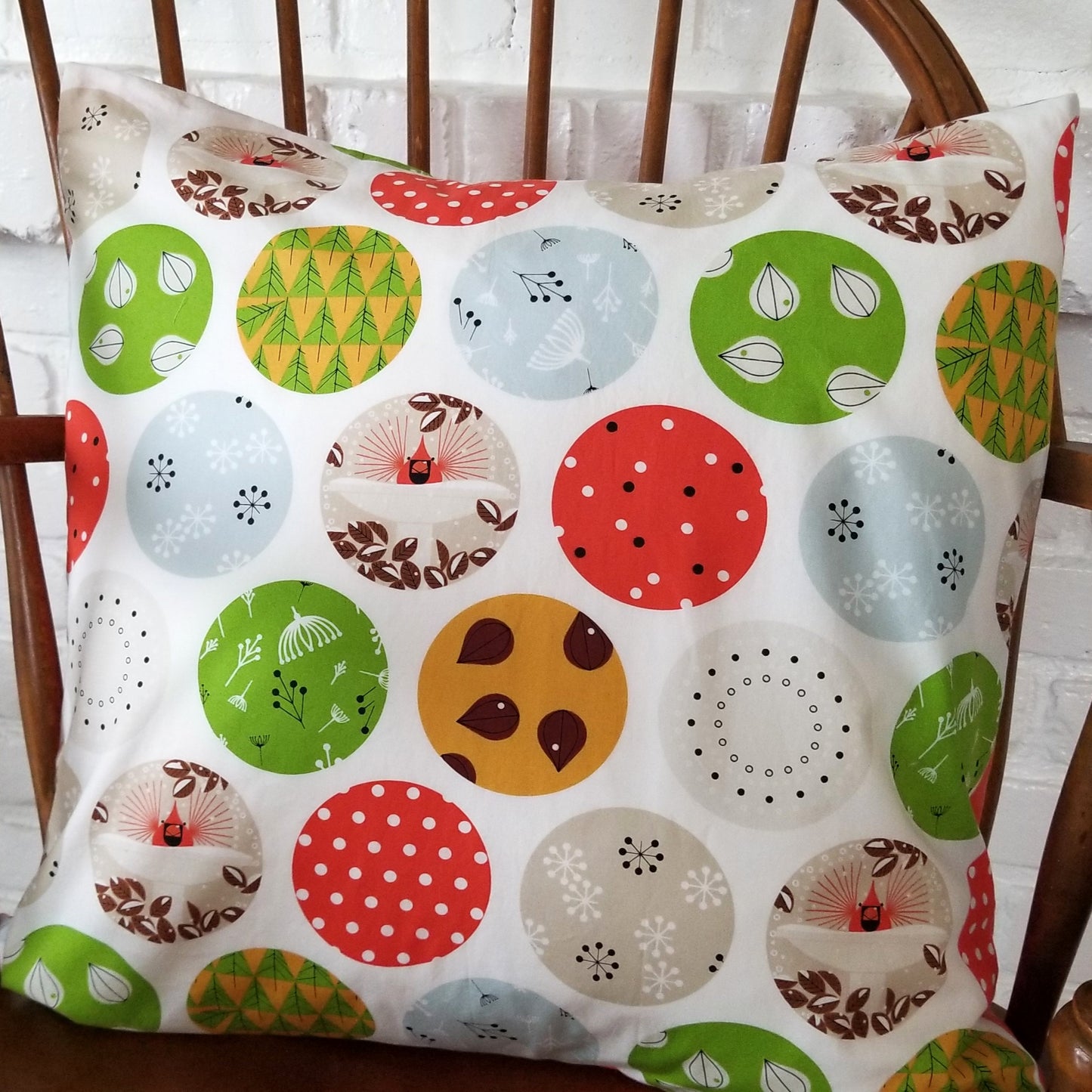 Accent Pillow Cover with Winter & Holiday Print in Organic Cotton
