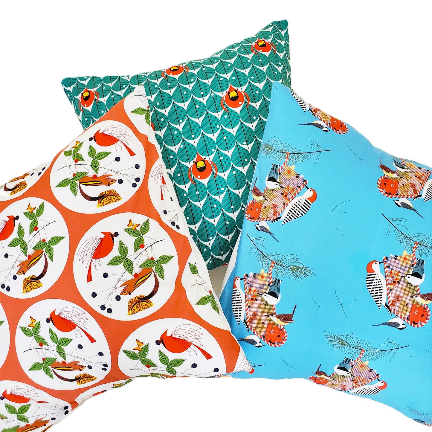 Charley Harper Birds in Winter Throw Pillow Cover in Organic Cotton