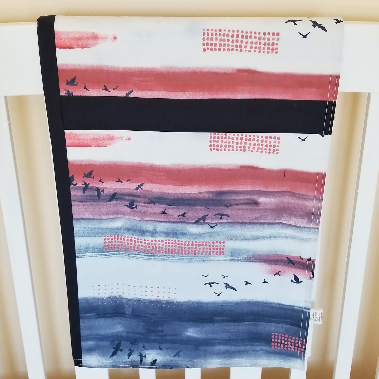 Organic Cotton Baby Blanket with Birds and Sunset