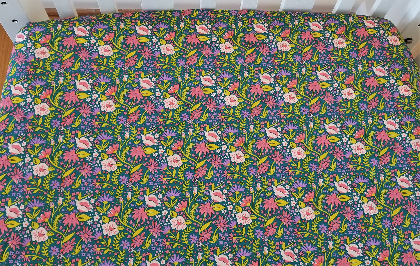 Organic Crib Sheet - Organic Toddler Sheet - Jeweled Tone Floral