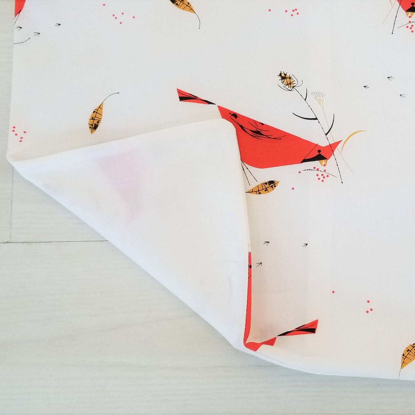 Organic Cotton Accent Pillow in Cardinal Holiday Print