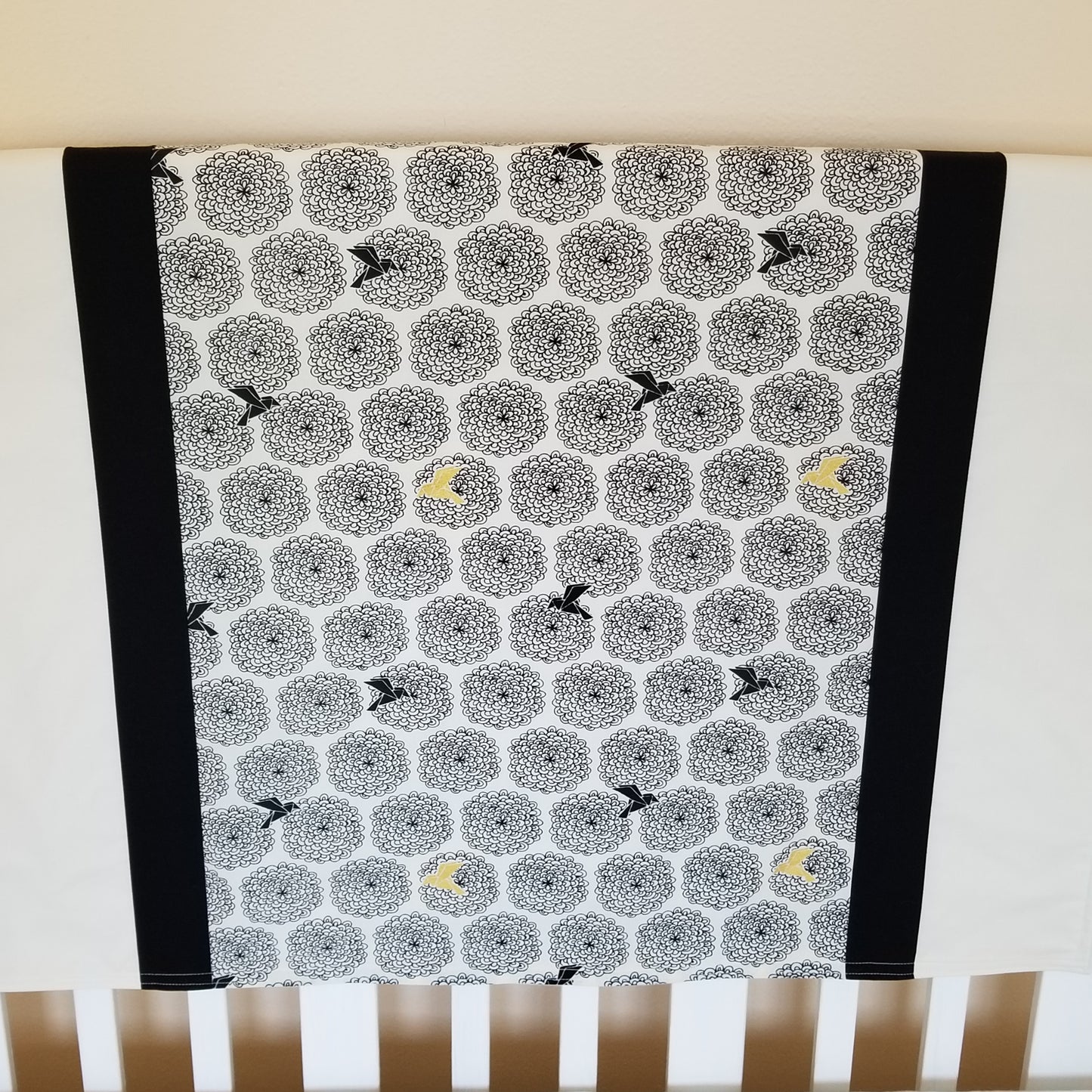 Organic Cotton Baby Blanket in Black, White and Gold, Blossom or Elk Print