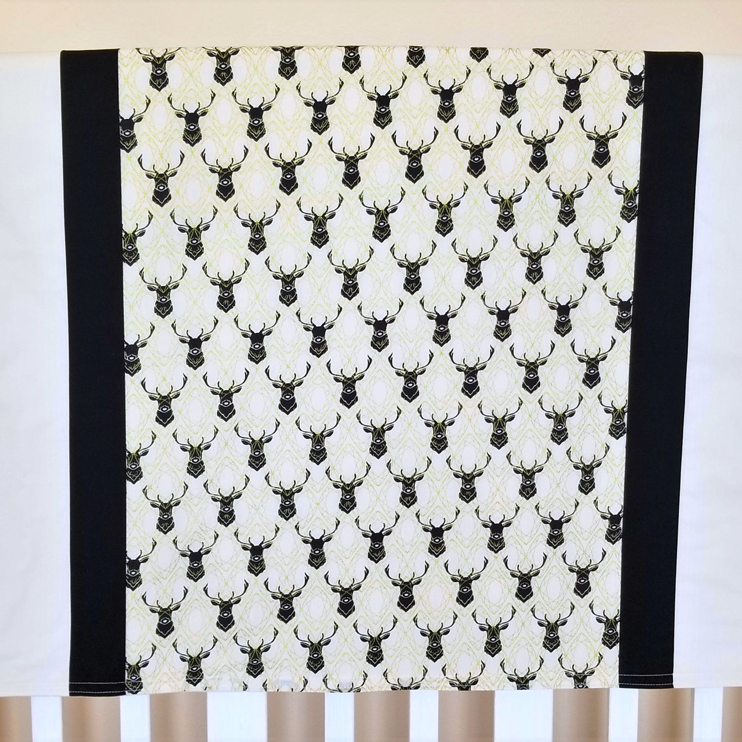 Organic Cotton Baby Blanket in Black, White and Gold, Blossom or Elk Print