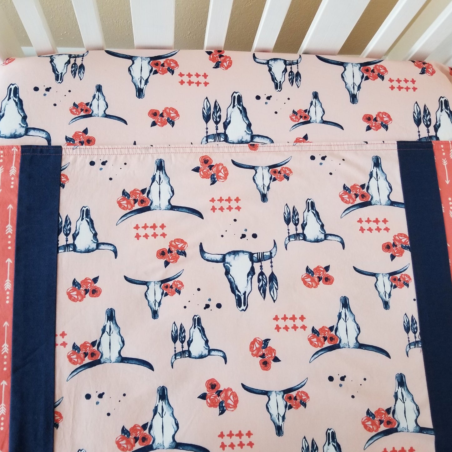 Organic Cotton Baby Blanket with Skulls & Roses