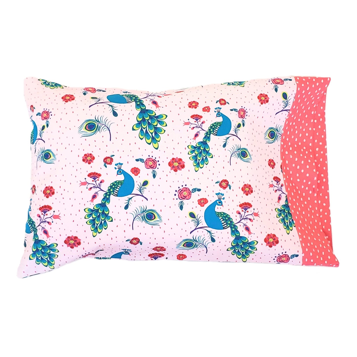 Peacock Print Organic Cotton Toddler and Travel Sized Pillowcase