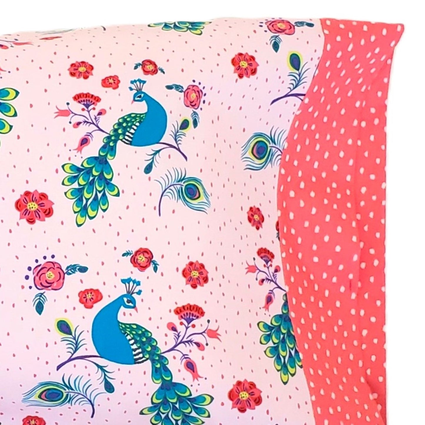 Peacock Print Organic Cotton Toddler and Travel Sized Pillowcase