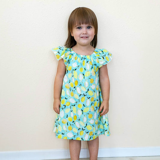 Organic Cotton Lemon Print Dress for Girls