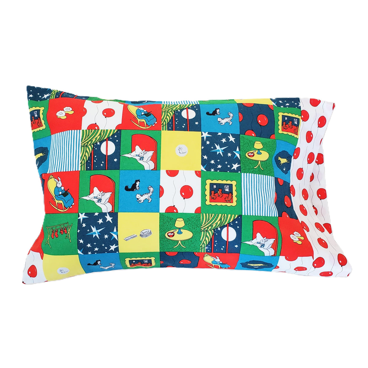 Goodnight Moon Pillowcases in Organic Cotton with Green or Patchwork Print
