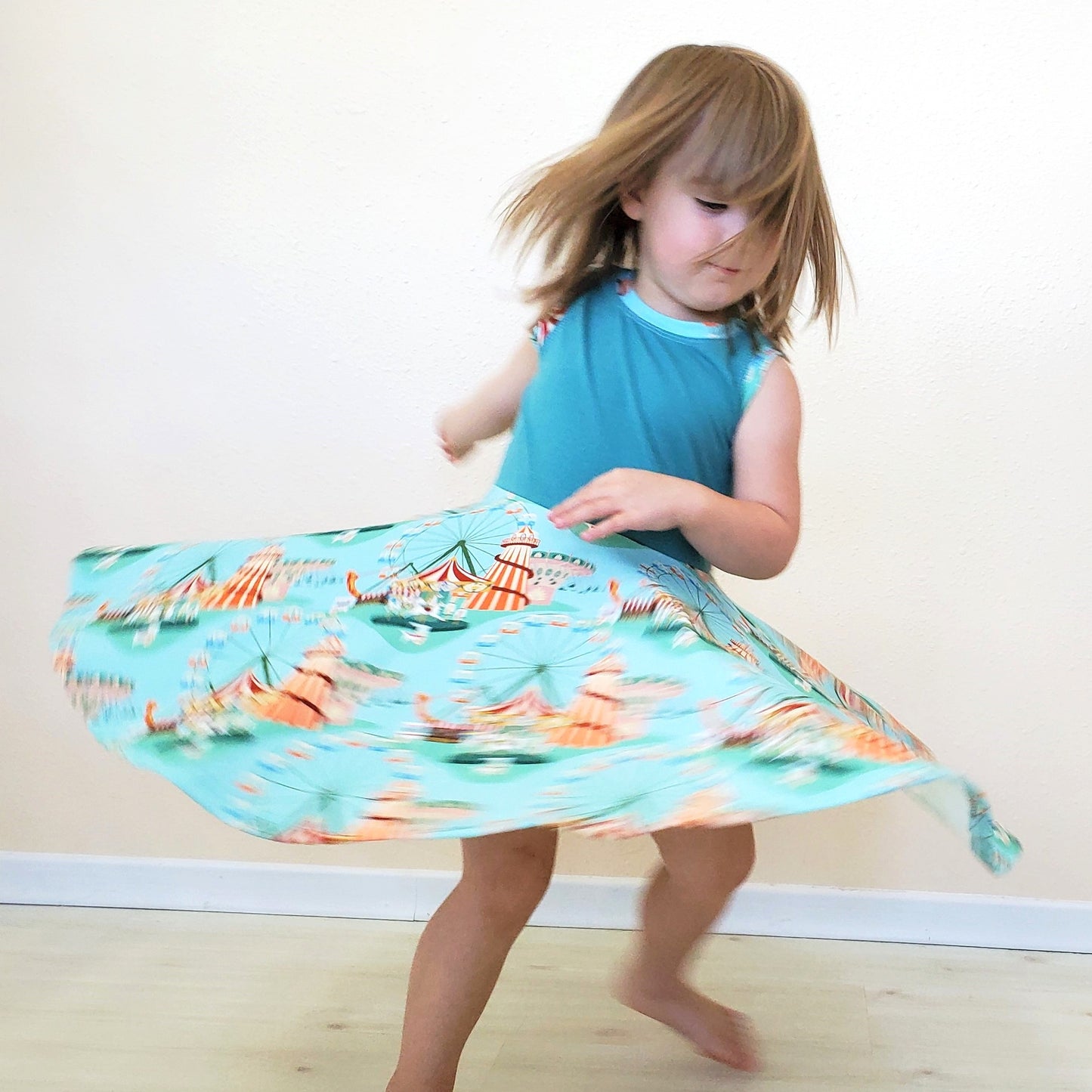 Twirly Dinosaur Dress for Kids in Organic Cotton Jersey