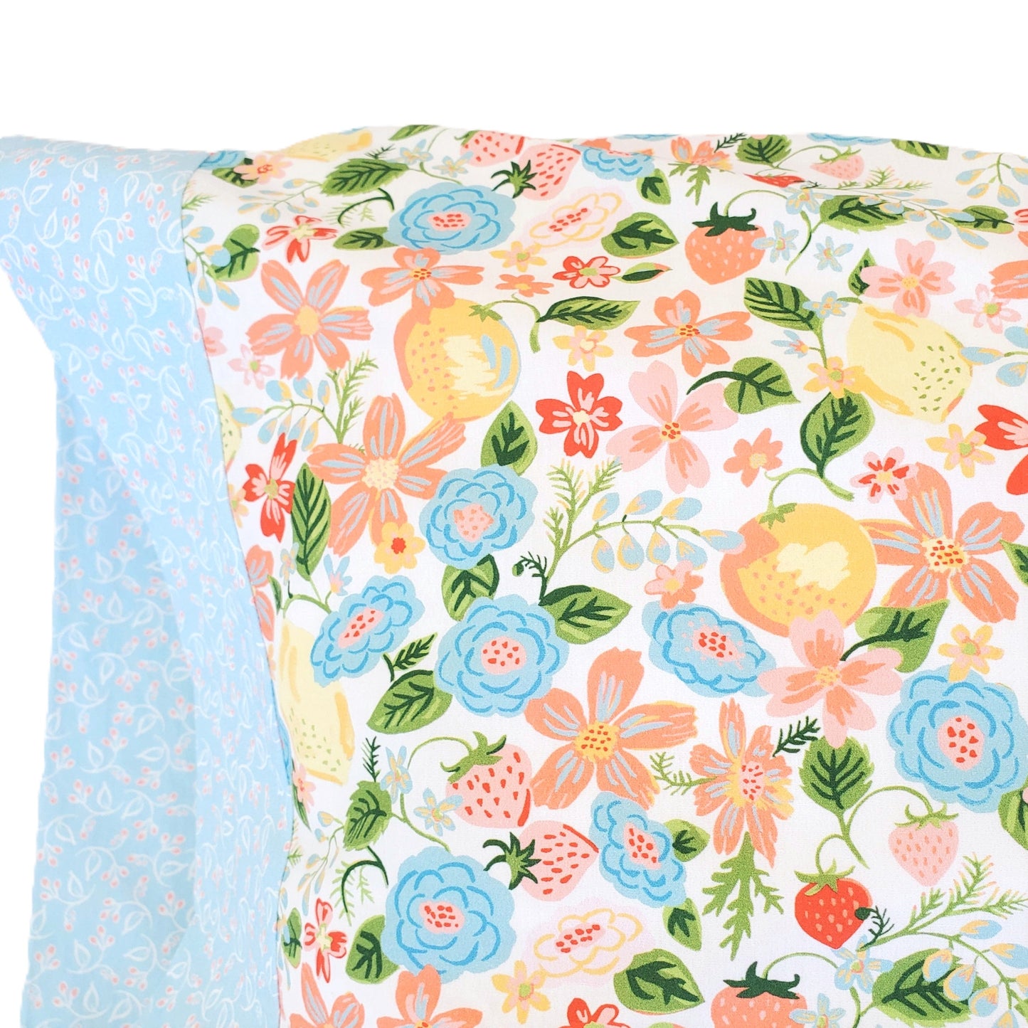 Organic Cotton Pillowcases in Floral & Fruit Print