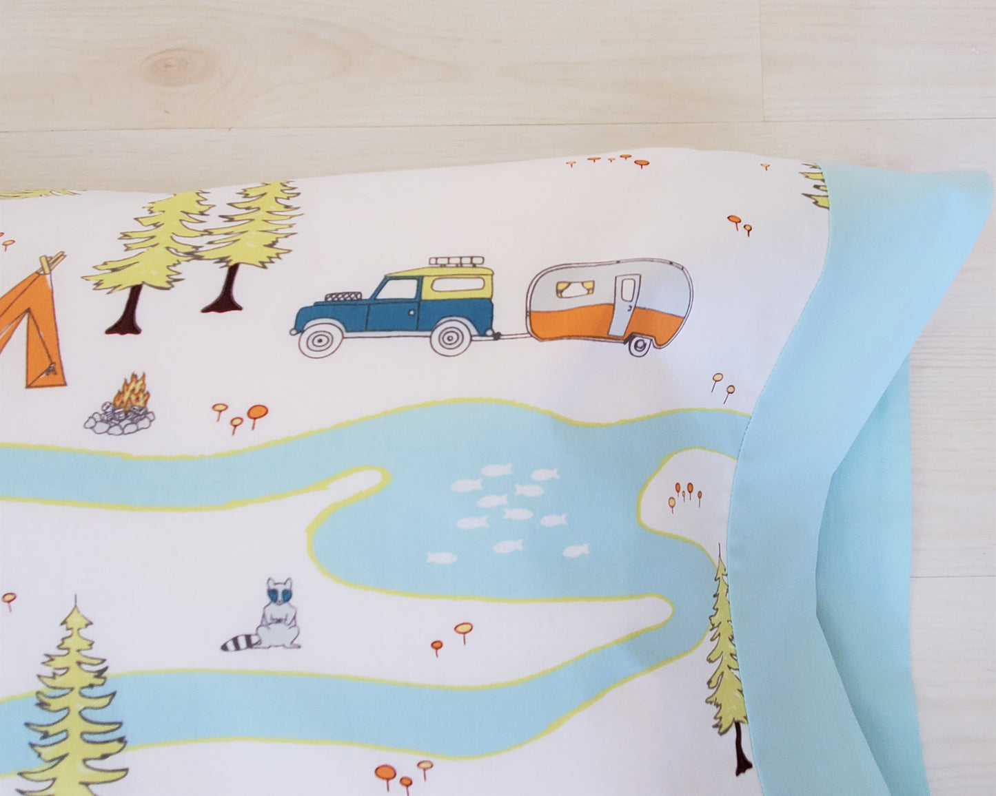 Organic Pillowcases with Camping Themes in a Variety of Sizes