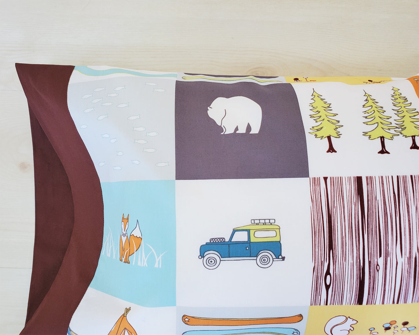 Organic Pillowcases with Camping Themes in a Variety of Sizes