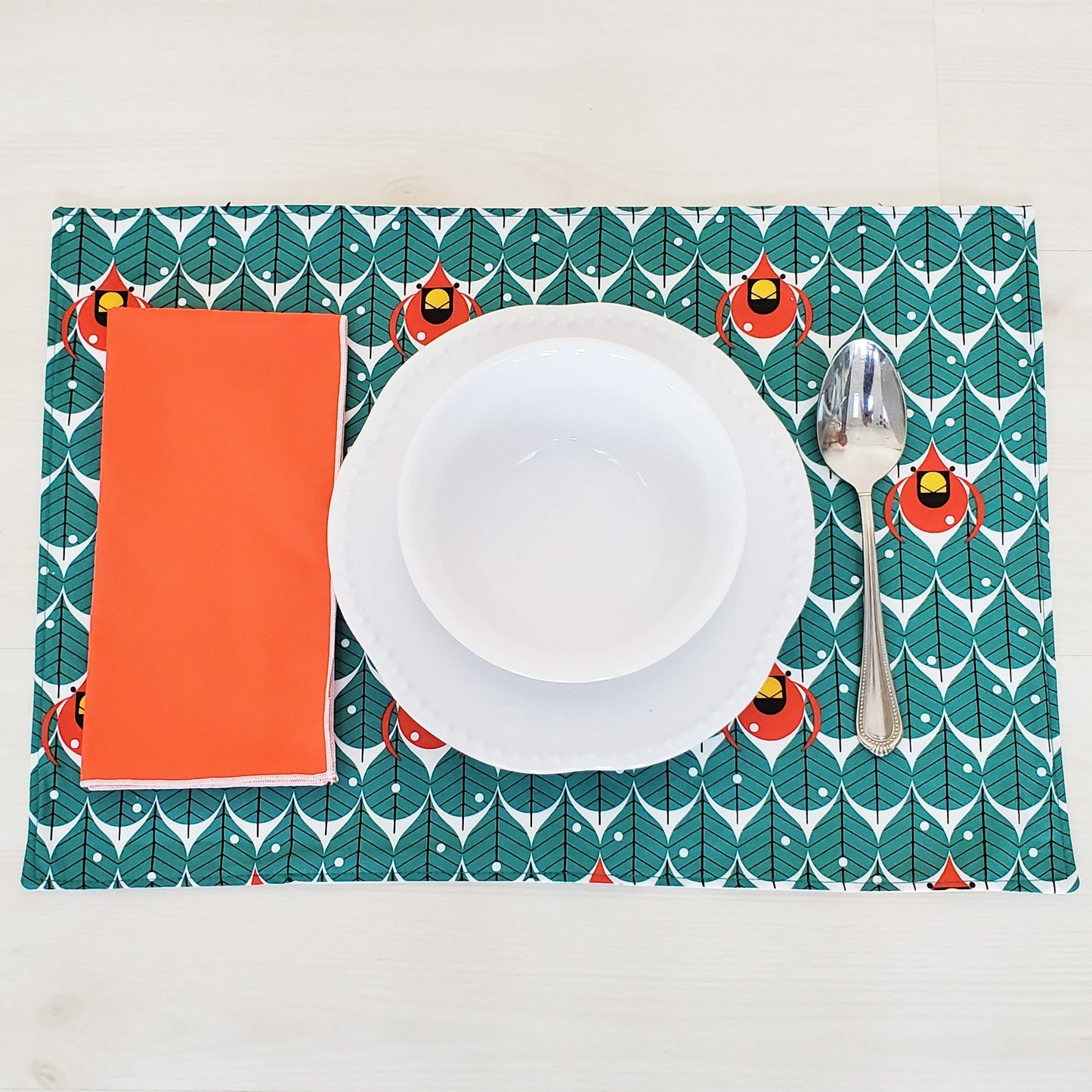 Charley Harper Bird Print Winter Placemats in Organic Cotton