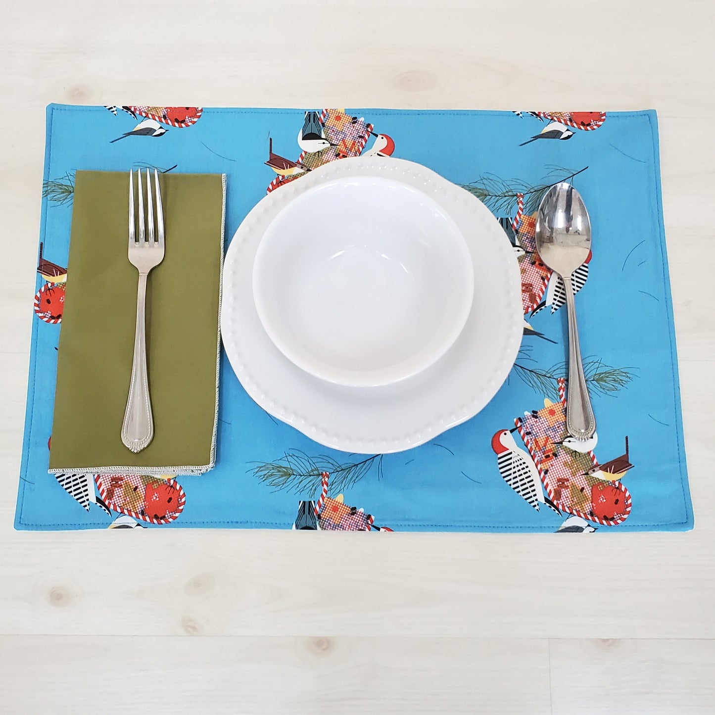 Charley Harper Bird Print Winter Placemats in Organic Cotton