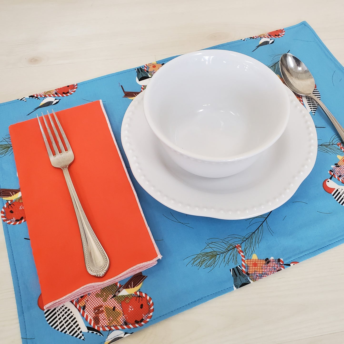 Charley Harper Bird Print Winter Placemats in Organic Cotton