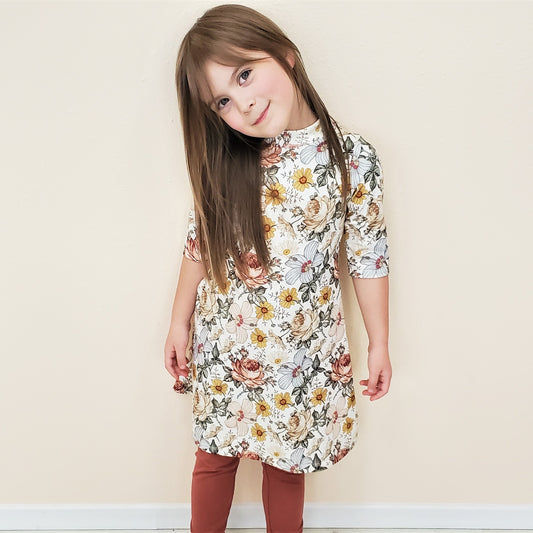 Floral Dress for Toddler in Organic Cotton Jersey