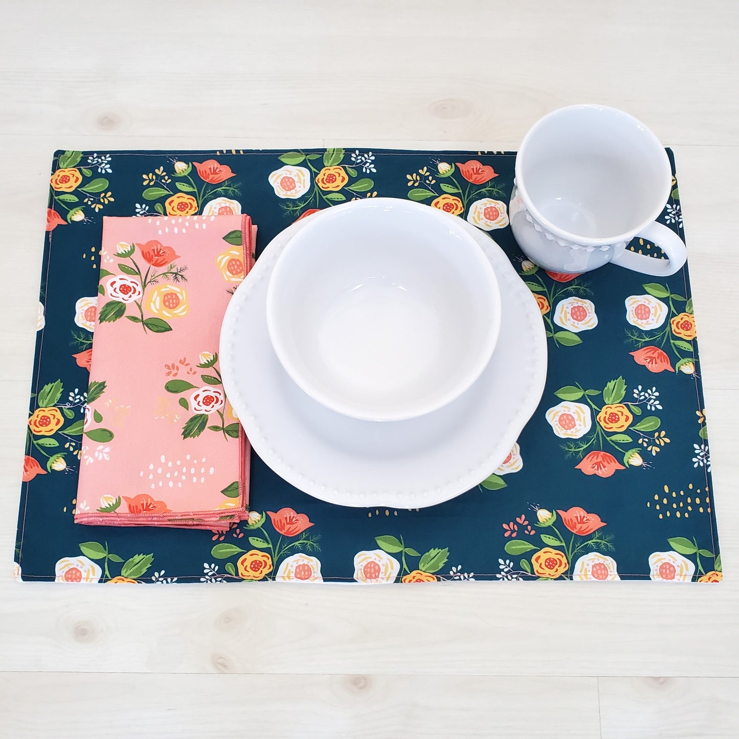 Organic Cotton Napkins in Floral, Bird, and Butterfly Prints