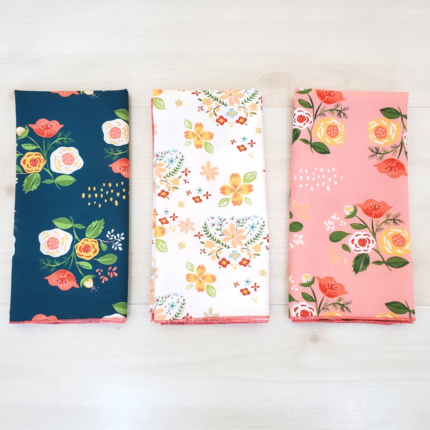 Organic Cotton Napkins in Floral, Bird, and Butterfly Prints