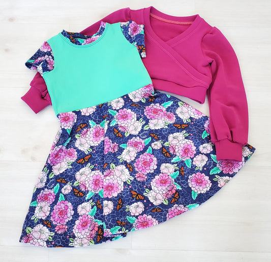 Floral Dress with Sweater for Kid's in Organic Cotton