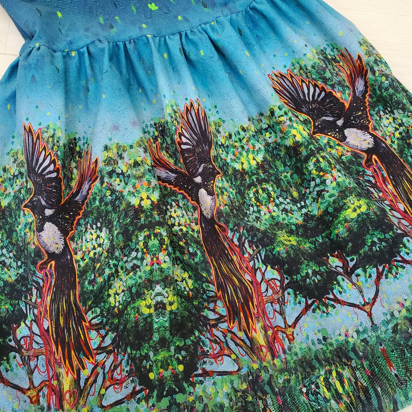 Bird Print Dress In Organic Cotton