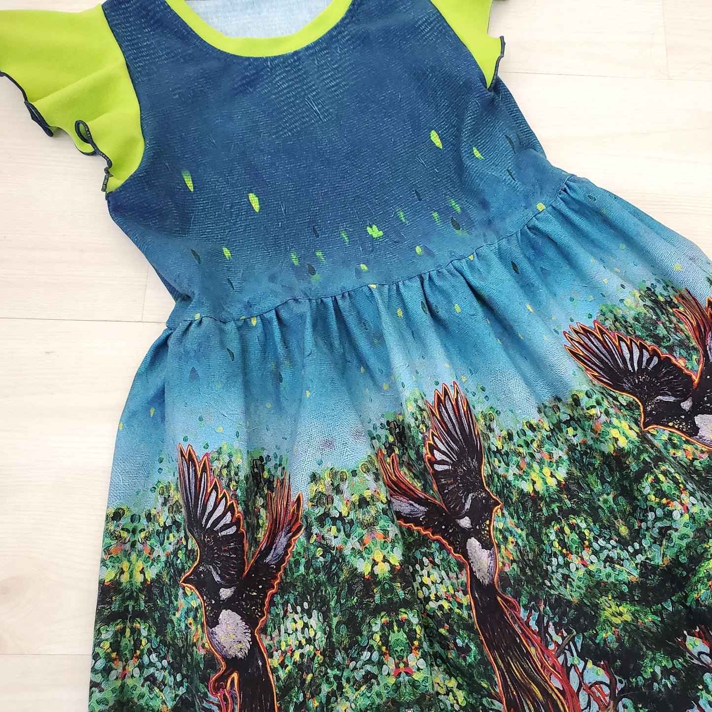 Bird Print Dress In Organic Cotton