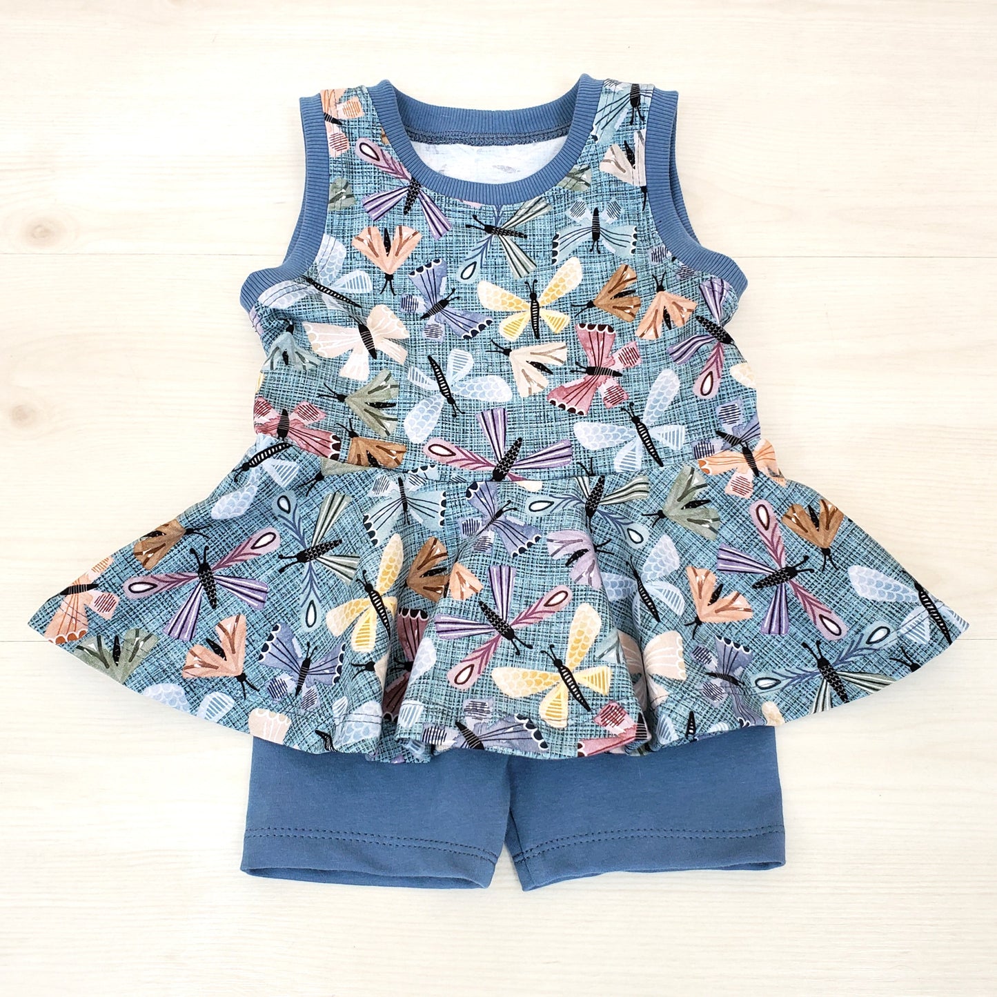 Moth Print Short & Top Set for Kids in Organic Cotton