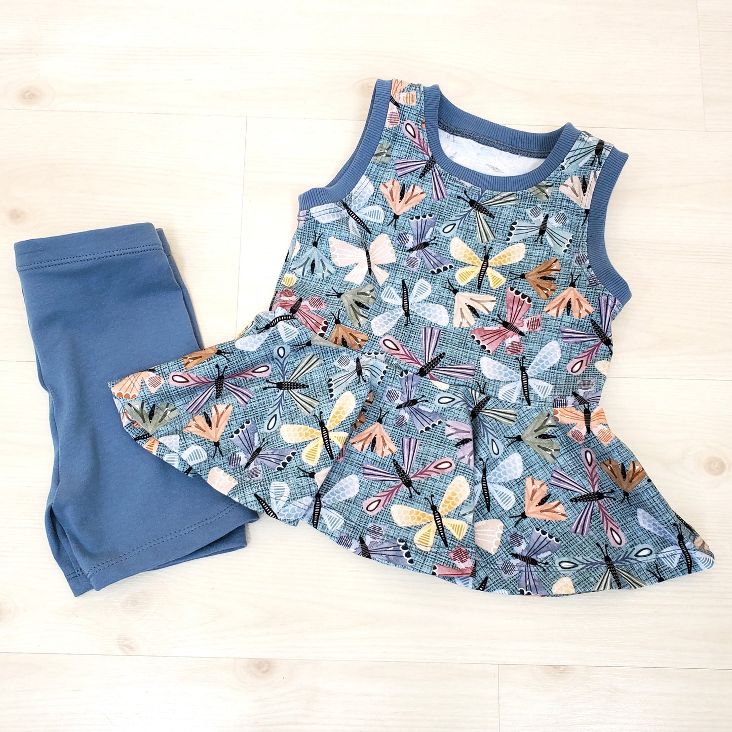 Moth Print Short & Top Set for Kids in Organic Cotton