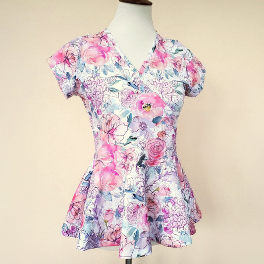 Floral Peplum Top in Organic Cotton