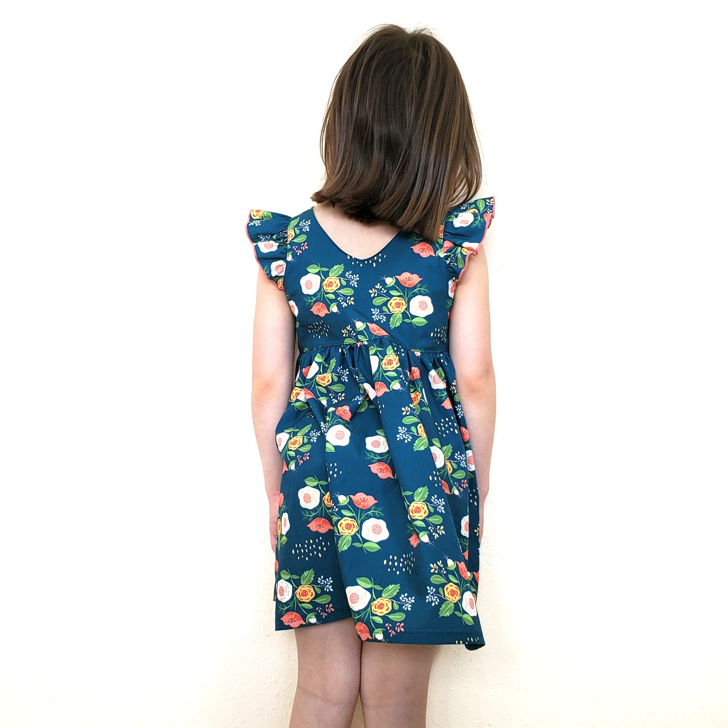 Children's Flutter Sleeve Floral Dress in Organic Cotton