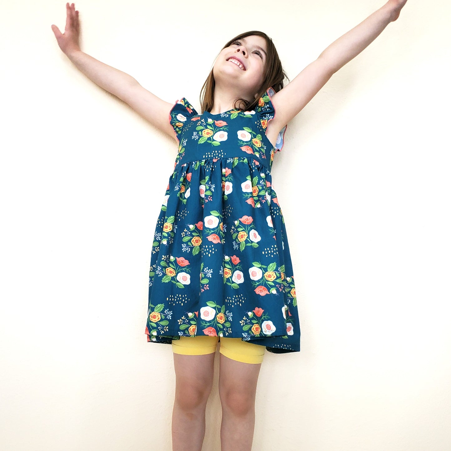 Children's Flutter Sleeve Floral Dress in Organic Cotton