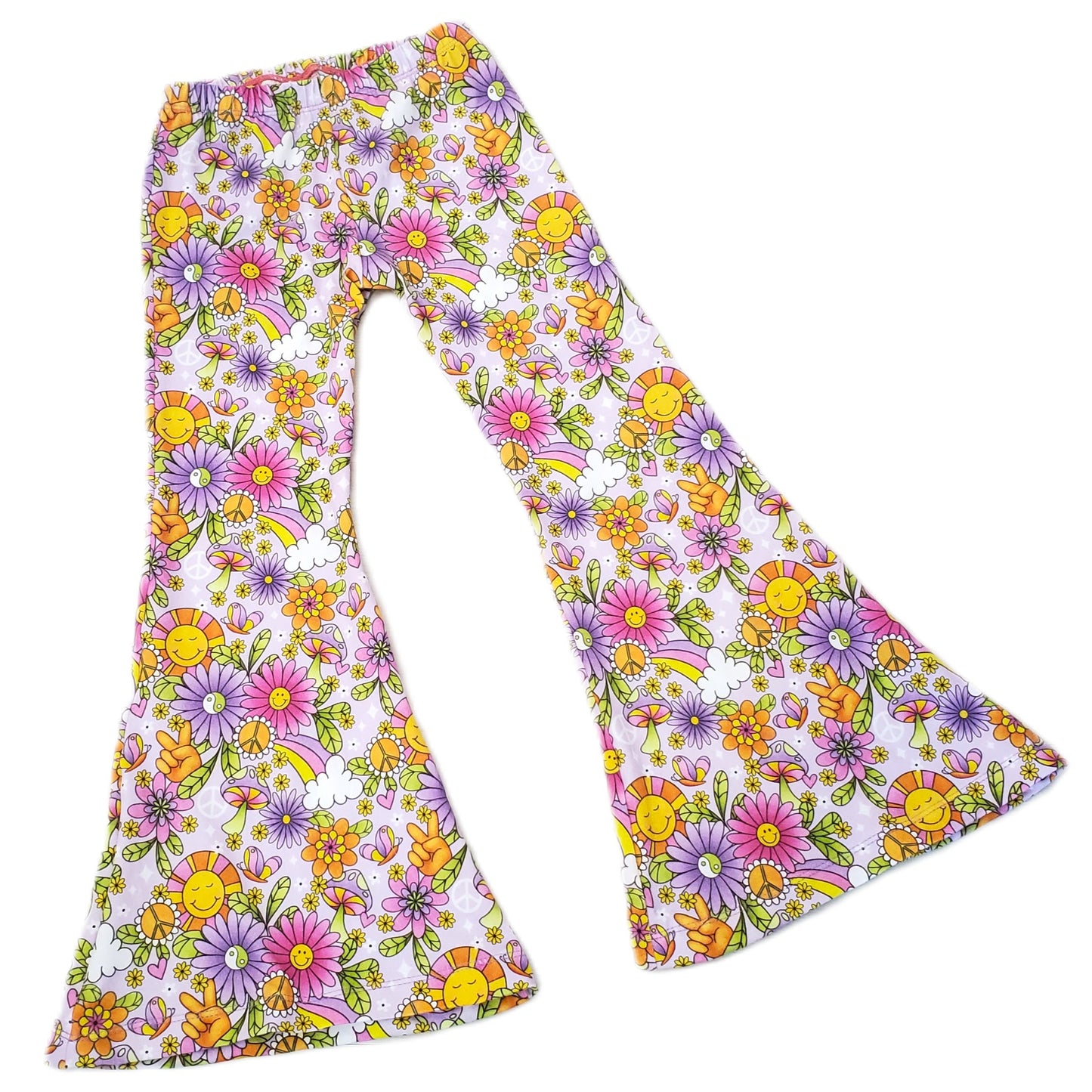 Peace & Floral Pants & Top Set for Kids