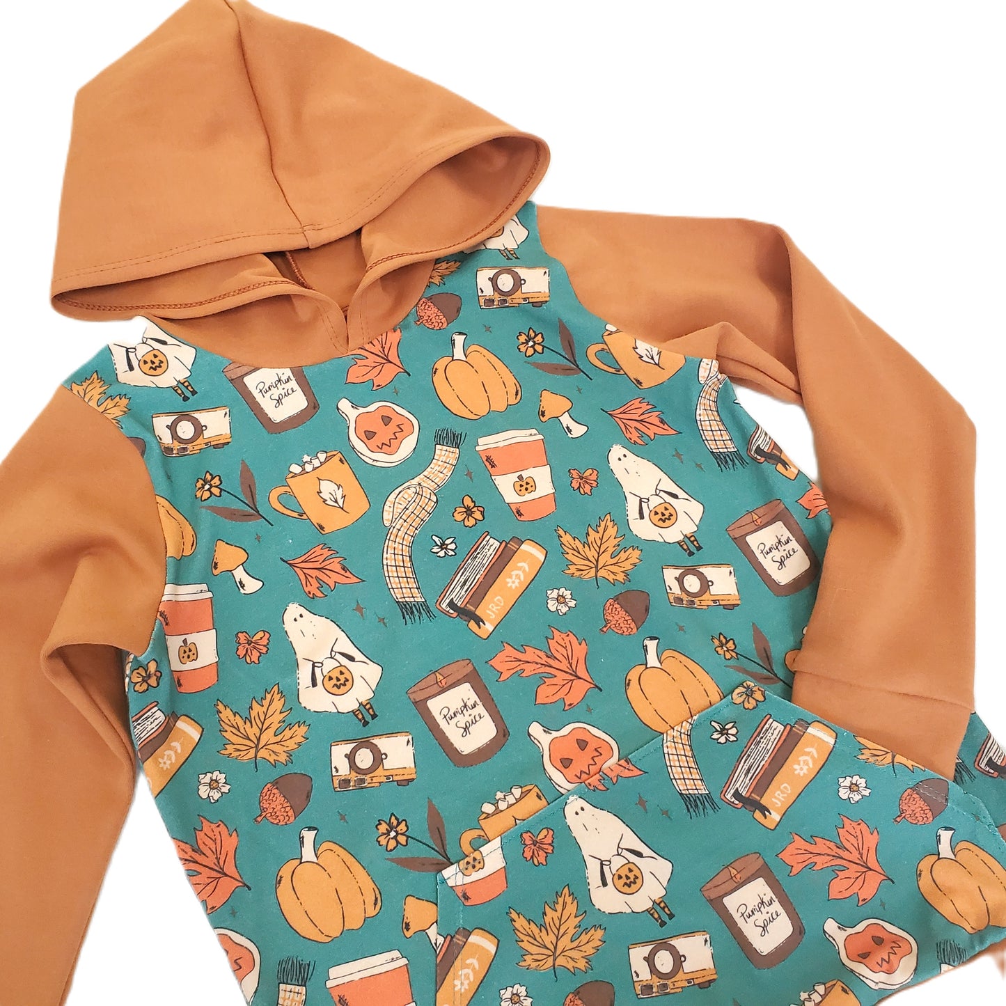 Children's Hoodie in Fall Themed Organic Cotton Jersey Print