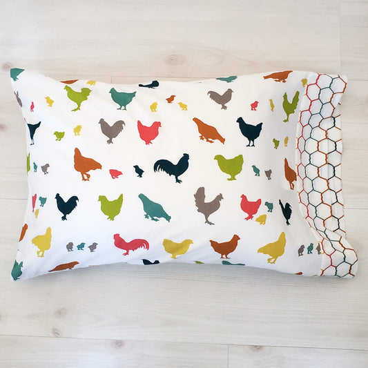 Chicken Toddler and Travel Pillowcase in Organic Cotton