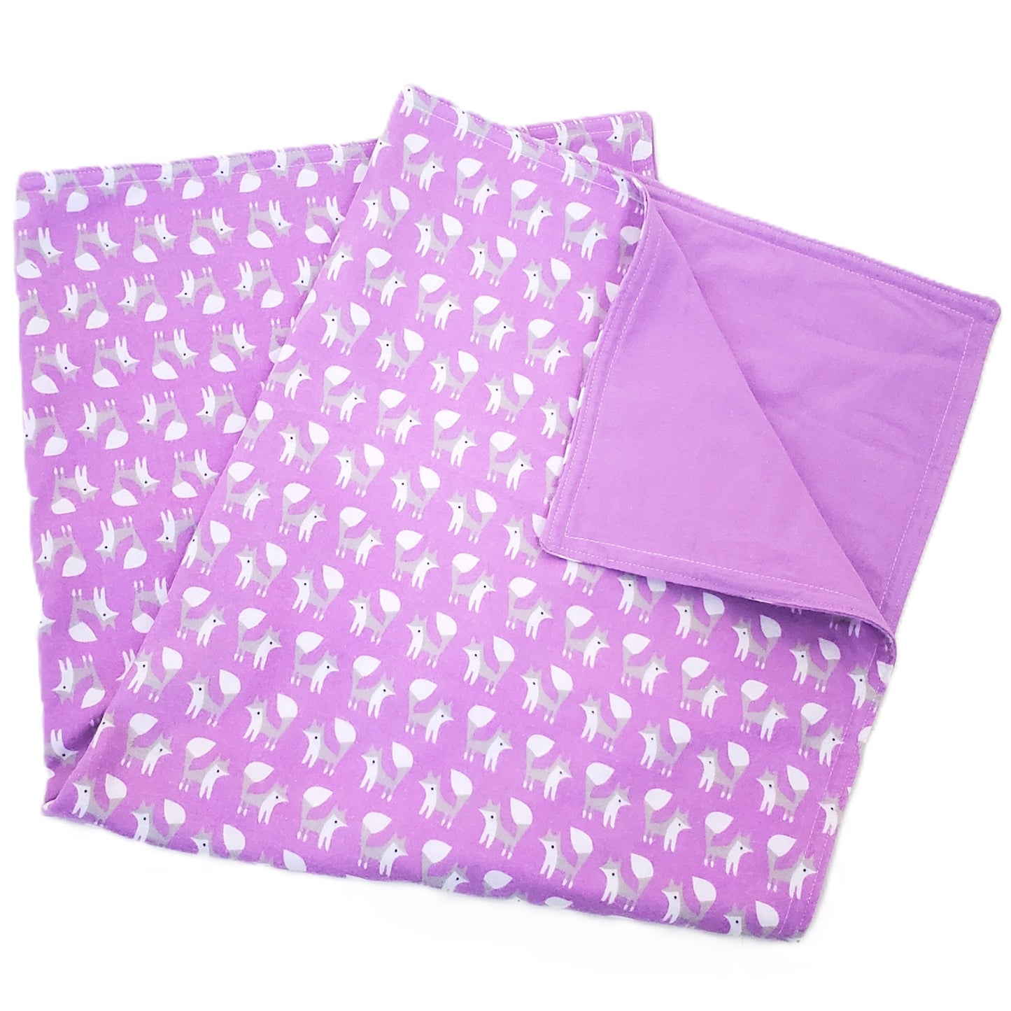 Fox or Dot Organic Cotton Purple Flannel Baby Blanket