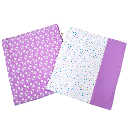 Fox or Dot Organic Cotton Purple Flannel Baby Blanket