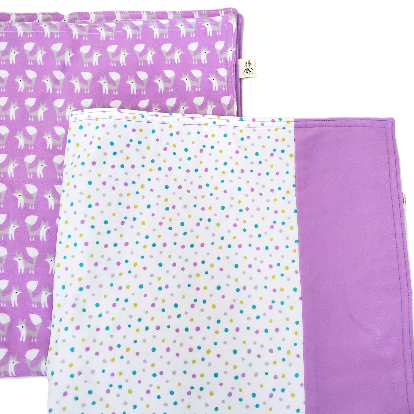 Fox or Dot Organic Cotton Purple Flannel Baby Blanket