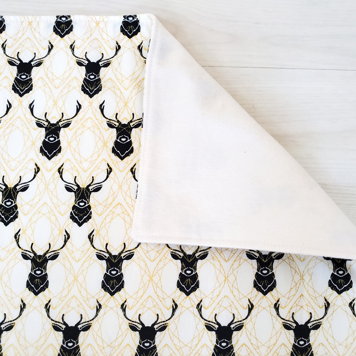 Metallic Gold, Black and White Elk Placemats in Organic Cotton