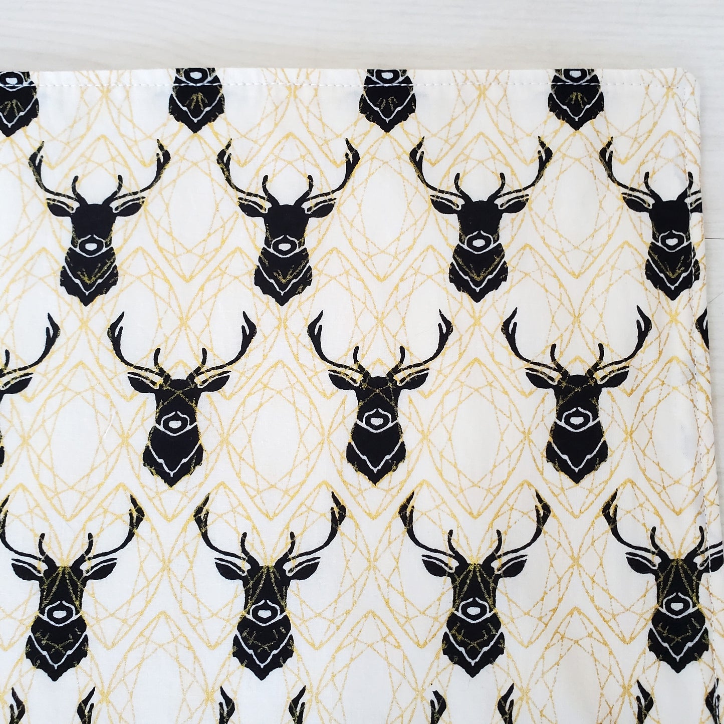 Metallic Gold, Black and White Elk Placemats in Organic Cotton