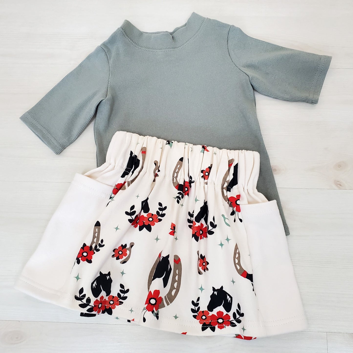 Girl's 3-Piece Capsule Collection with Horse Skirt