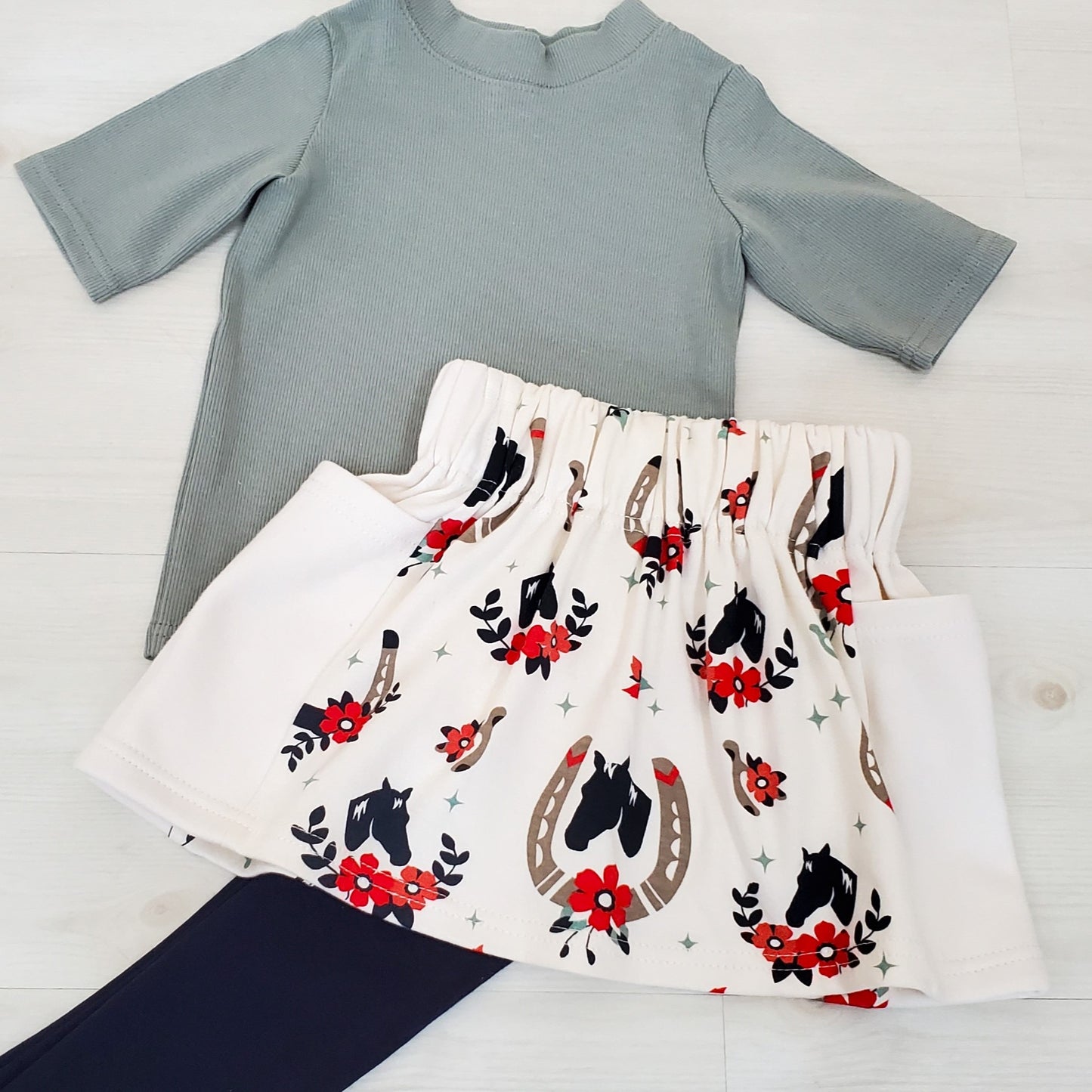 Girl's 3-Piece Capsule Collection with Horse Skirt