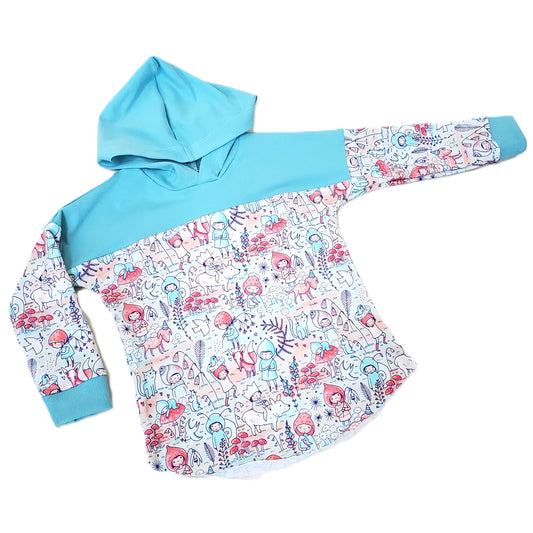 Animal Print Color-Blocked Hoodie for Kids in Organic Cotton Jersey