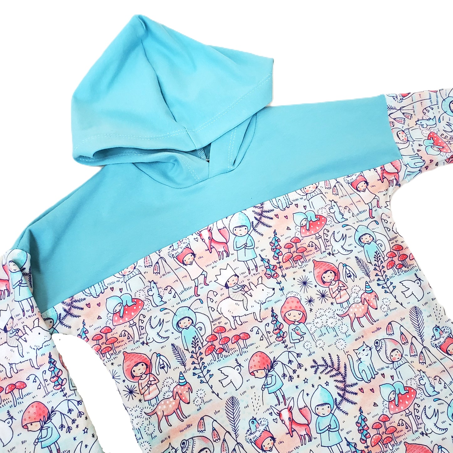 Animal Print Color-Blocked Hoodie for Kids in Organic Cotton Jersey