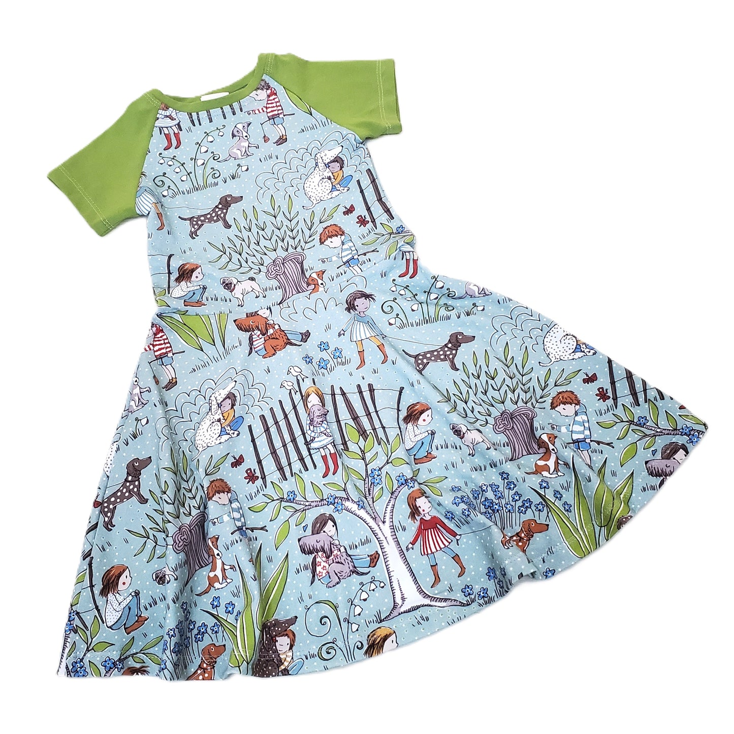 Kids and Their Best Friends-Dogs, Dress & Tee Shirt in Organic Cotton Jersey