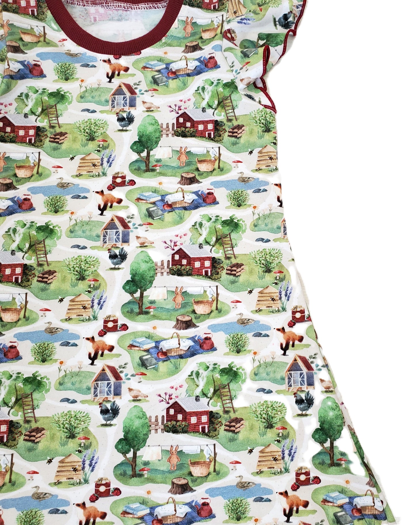 Farmyard Flutter Sleeve Dress for Kids in Organic Cotton Jersey