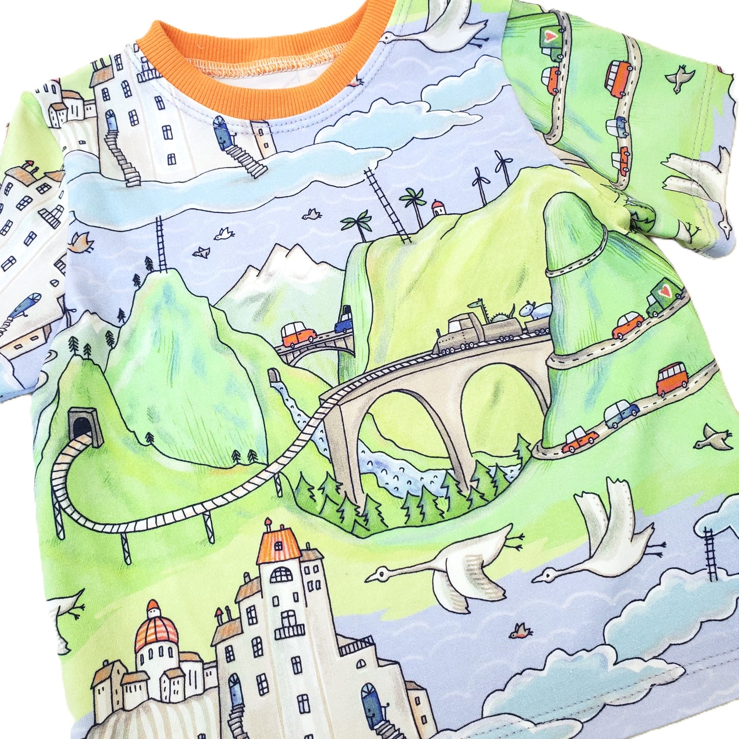 Train & Castle Shirt in Organic Cotton Jersey