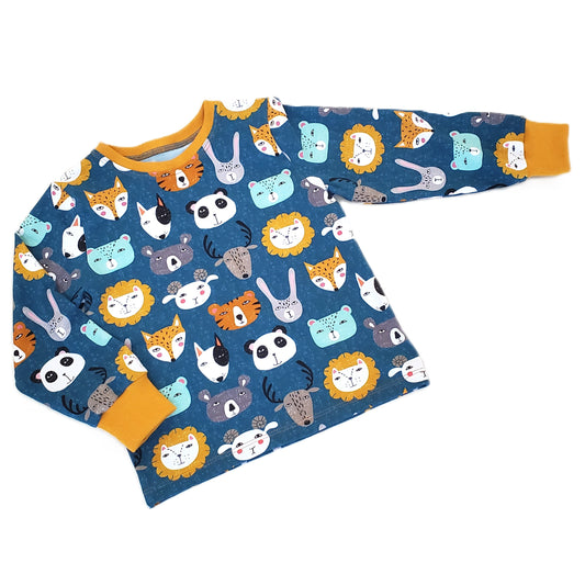 Organic Cotton Kid's Shirt with Animal Faces
