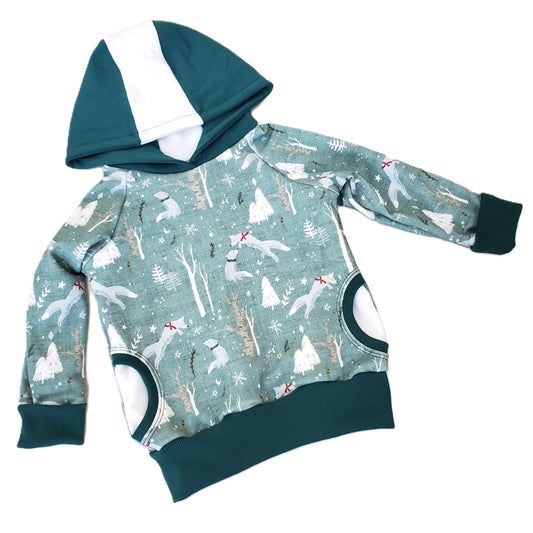 Organic Cotton Winter Animal Hoodie in Grow With Me Style for Children