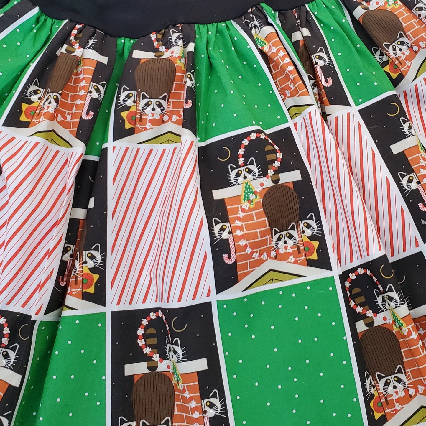 Organic Cotton Girl's Christmas Dress in Charley Harper Raccoon Print