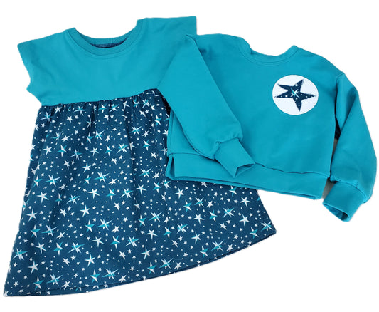 Children's Goodnight Moon Dress in Organic Cotton with Sweater