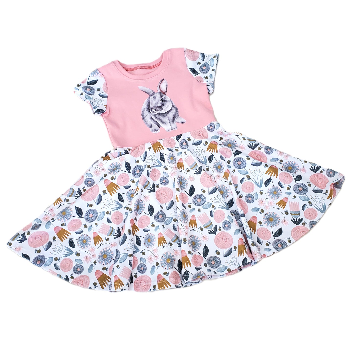 Gray Bunny Dress for Kids in Organic Cotton Jersey